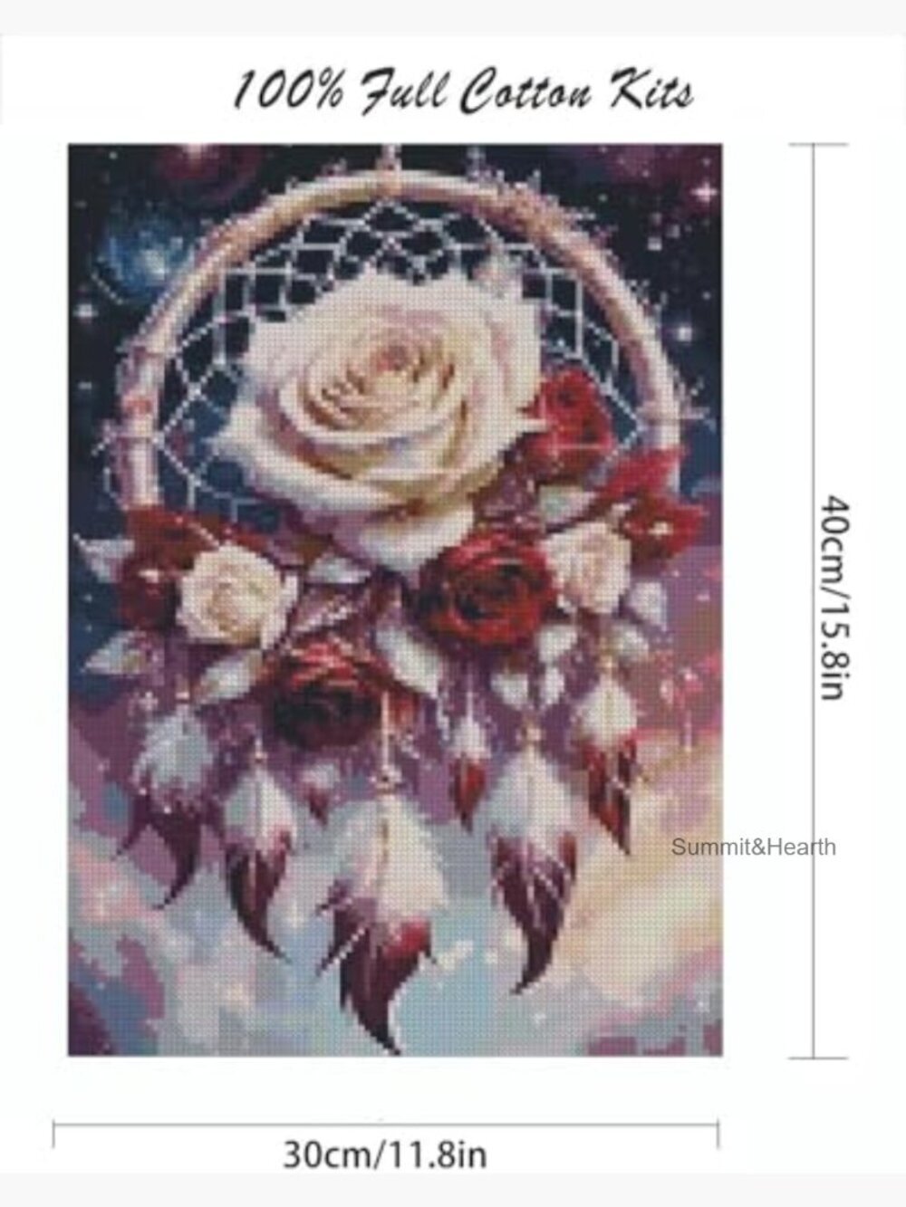 Dream Catcher Cross Stitch Kit for Beginners, 12x16 Inch Pre-Printed Pattern - Picture 3 of 7